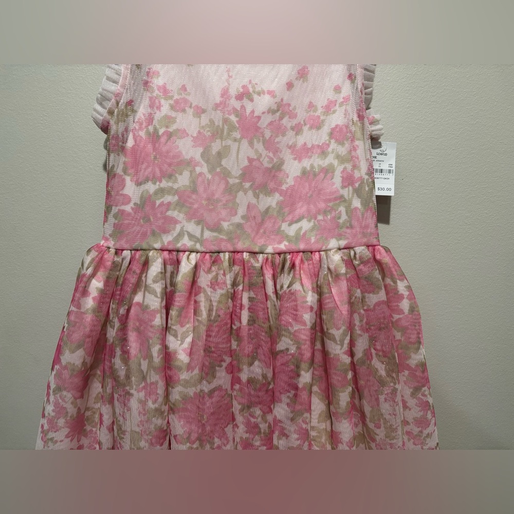 Zenzi Sleeveless Floral Tulle Dress Blush Pink Girls Large 10-12 Easter Spring - Picture 4 of 11